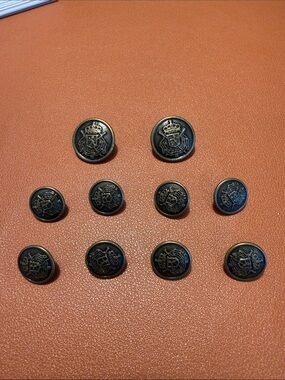 Antique-Style Black Metal Crest Blazer Buttons
